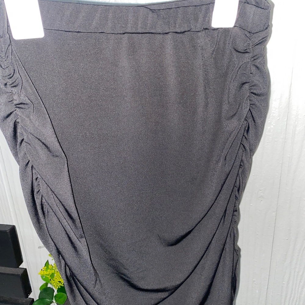 SheinBae Ruched Solid Bodycon Skirt (Black) Size S